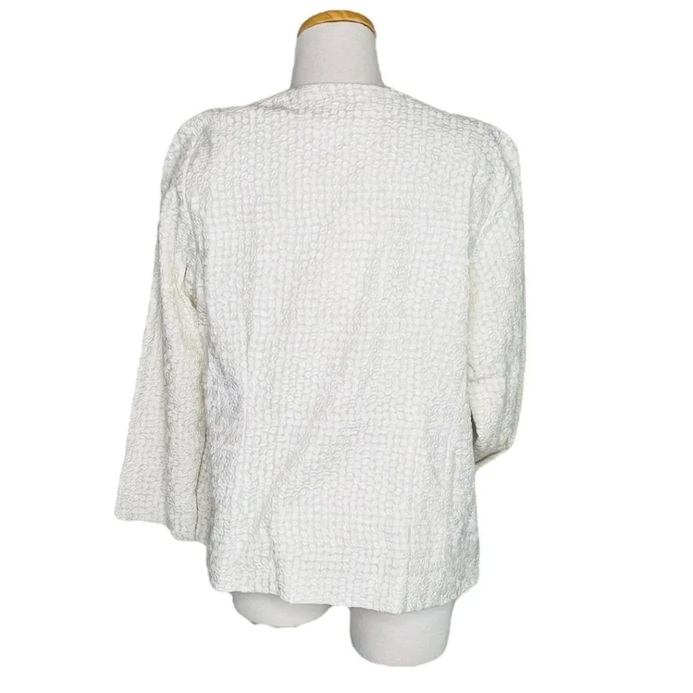 Eileen Fisher Open Front Swing Jacket Embroidered Cotton Square SZ M NWT - Picture 7 of 14